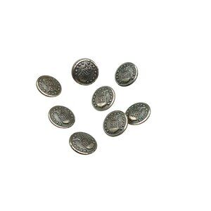 Vintage Metal Shank Buttons With Heraldic Crest Design - Set Of 8